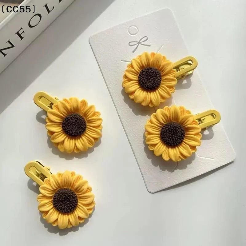 Sunflower Cartoon Hairpin Set – Sweet Fringe Clips for Girls 5pcs Hair Clips Set Qst