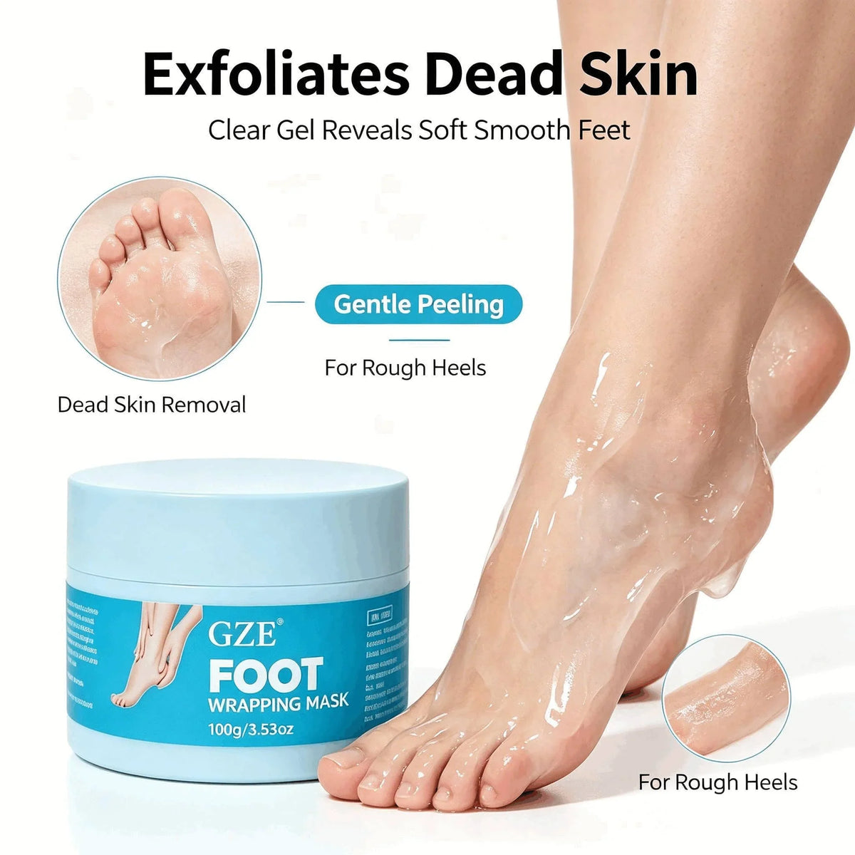 GZE Peel Off Foot Mask – Exfoliating & Hydrating Foot Wrap Foot Peel Mask Qme