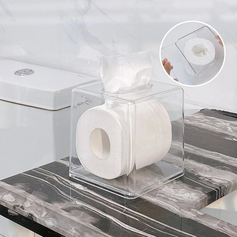 Transparent Tissue Box Holder – Tabletop Bathroom & Kitchen Tissue Box Holder Qst