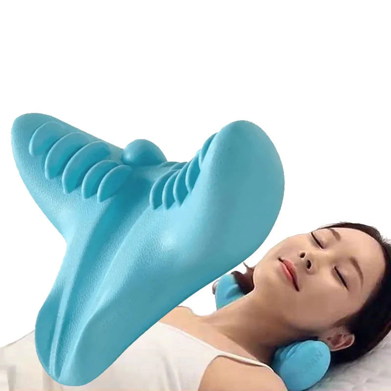 Neck Shoulder Relaxer – Ergonomic Cervical Stretch Massage Pillow Neck Massage Pillow Qst Brown