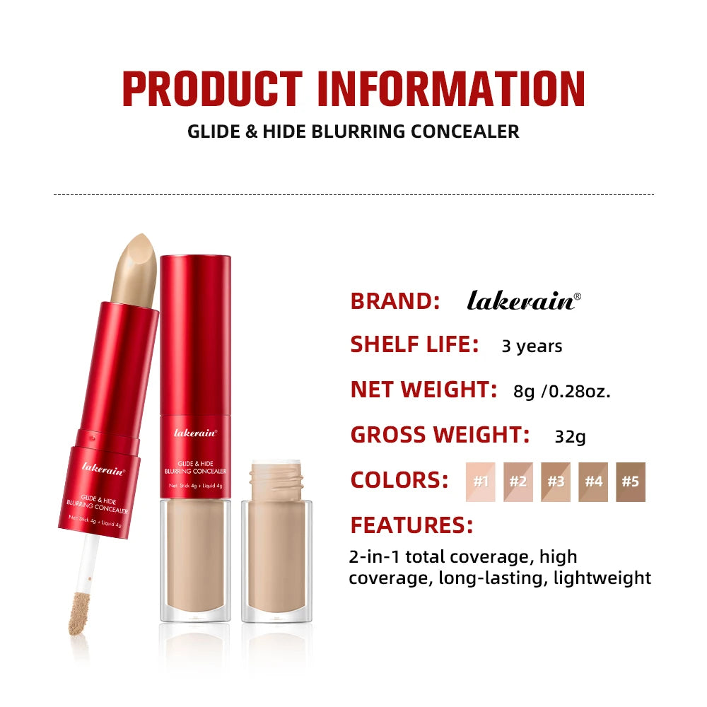 Double-Headed Blurring Cream & Concealer Stick – All Skin Types Concealer Stick Qst