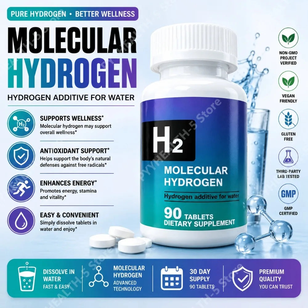 Hydrogen Water Tablets 90ct – Molecular H2 + Magnesium | Made in USA Hydration Supplement Tablets Qst