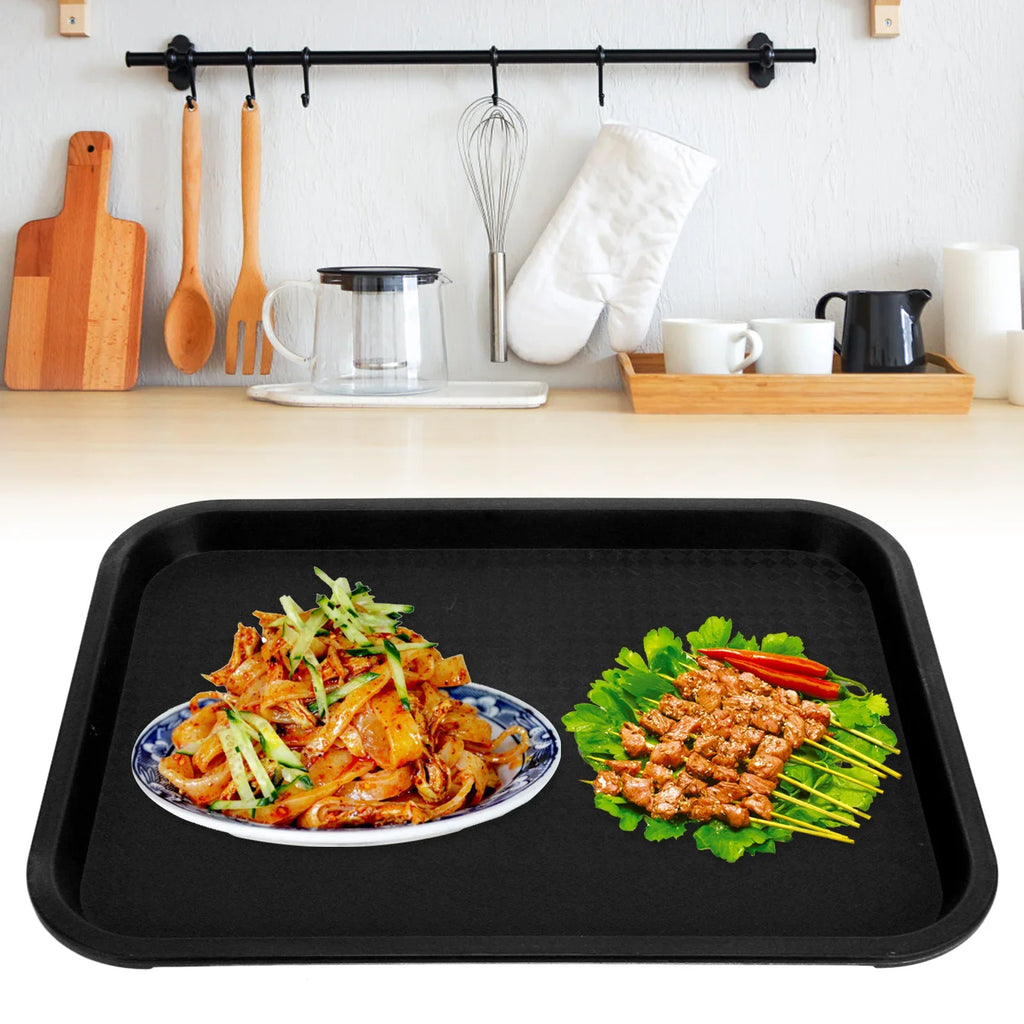 Rectangular Non-Slip PP Plastic Serving Tray | Restaurant & Home Plastic Serving Tray Qme