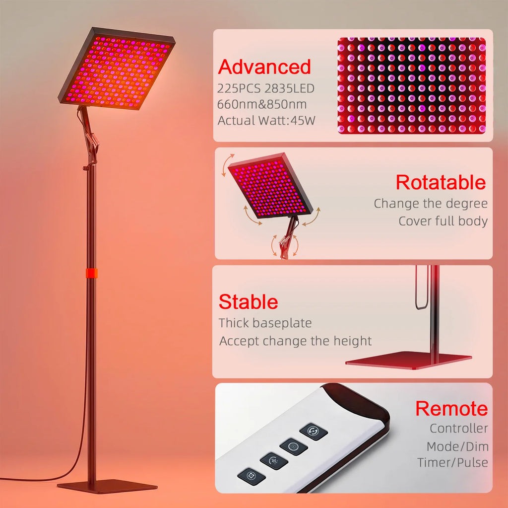 MasterGrow Floor Stand LED Red Light Therapy Panel 660nm 850nm LED Light Therapy Panel Qst