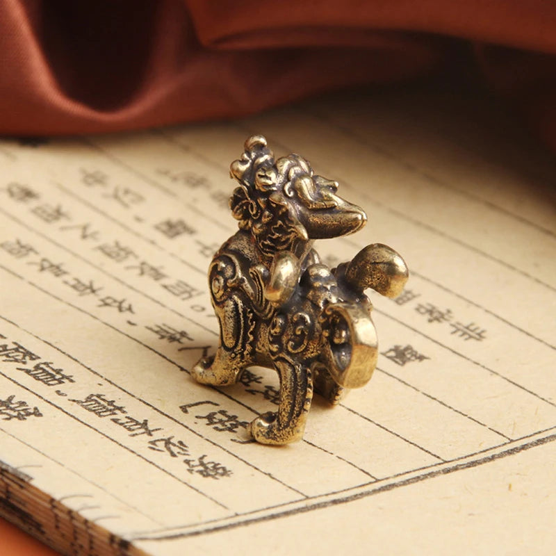 Kirin Kylin Brass Feng Shui Statue – Wealth & Prosperity Decor Feng Shui Figurine Qst