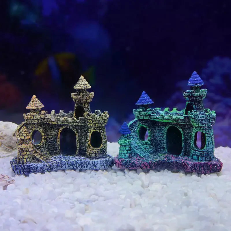 Resin Castle Aquarium Ornament | Fish Tank Rockery Decor Aquarium Ornament Qme