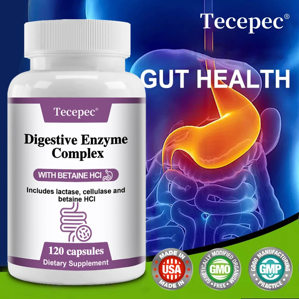Tecepec Digestive Enzyme Capsules – 120 Count | Gut Support Digestive Supplement Qst