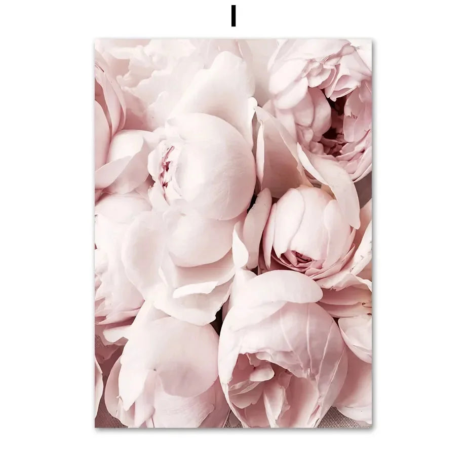 Floral Canvas Wall Art – Sakura Rose Tulip Nordic Poster Print Canvas Wall Art Qst 9 50x70cm Unframed