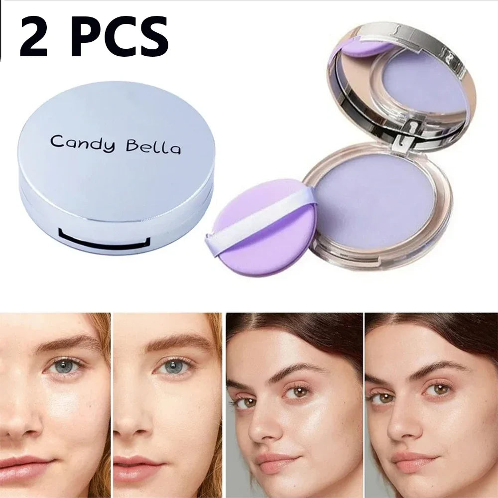 Lavender Pressed Powder – Matte Oil Control Full Coverage Pressed Face Powder Qme 2PCS
