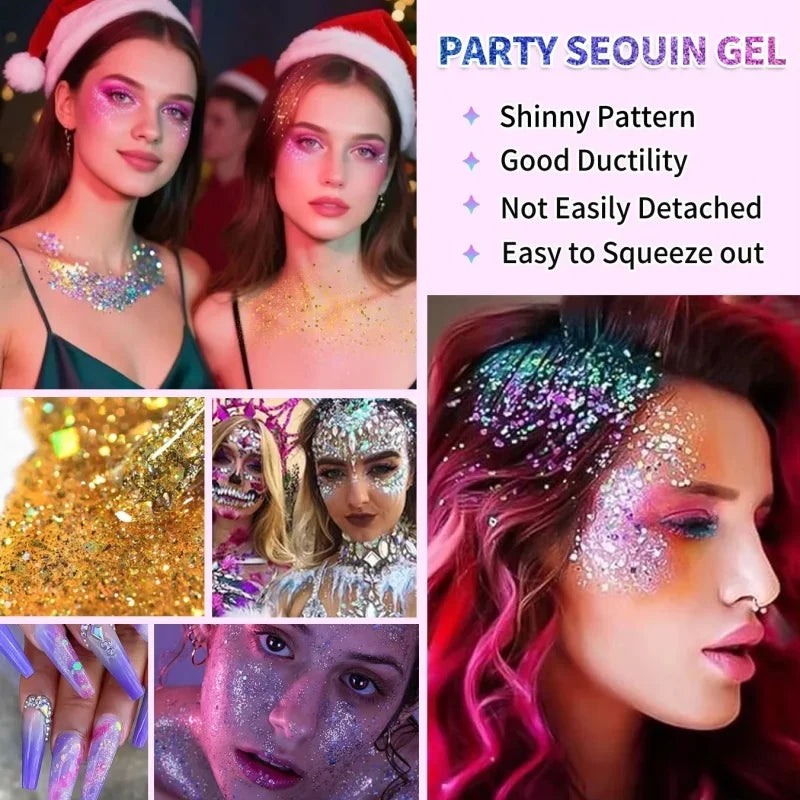 Mermaid Sequin Glitter Gel Stick – 10 Colors Body & Hair Body Glitter Stick Qme