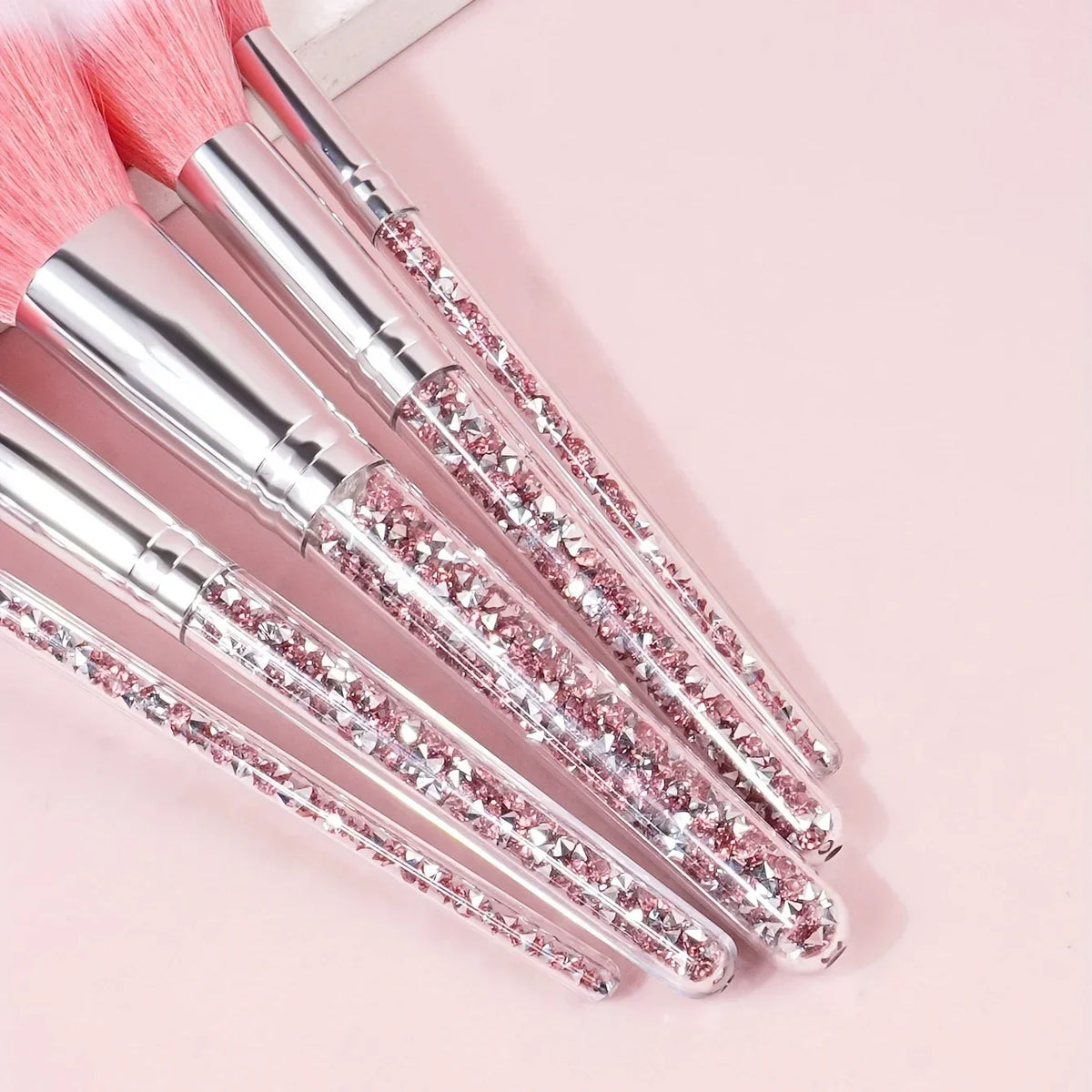 Glitter Rhinestone Handle Makeup Brush Set – Powder & Blush Makeup Brush Set Qme