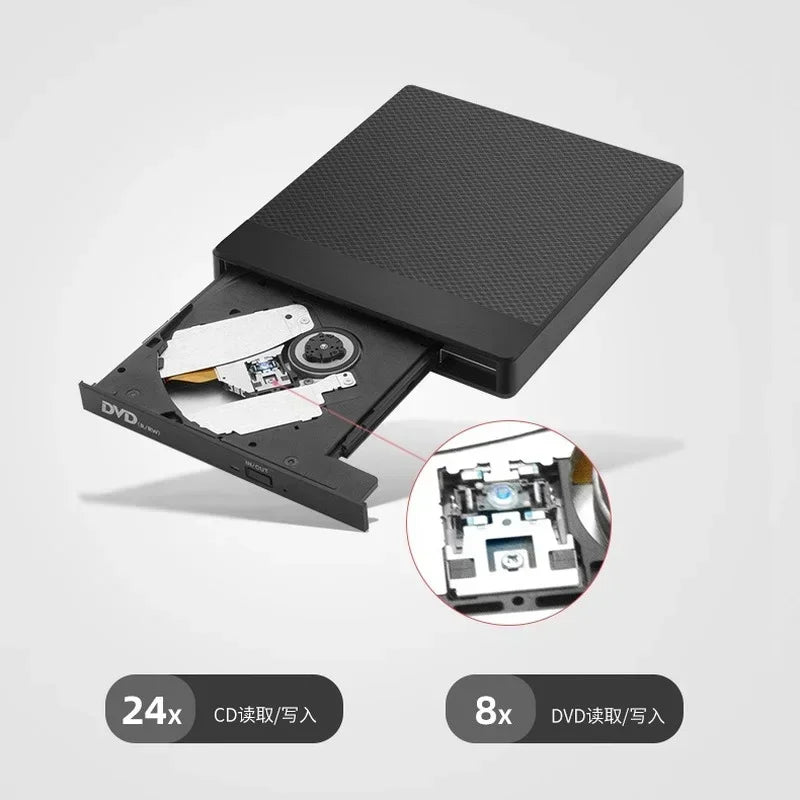 Slim USB 3.0 External DVD Burner Drive – Writer & Reader External Optical Drive Qme
