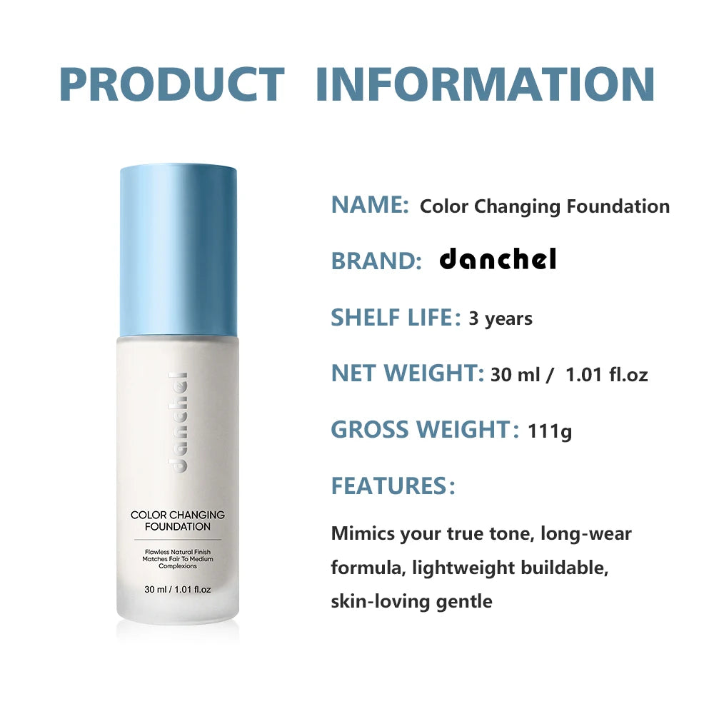 Color Changing Foundation – 12H Buildable Coverage Skin Tint Liquid Foundation Qst