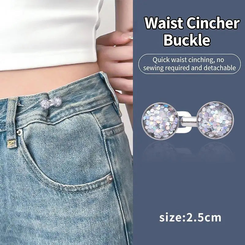 Rhinestone Pearl Adjustable Jean Waist Buckle Buttons – 4 Colors Waist Buckle Clip Qme A3