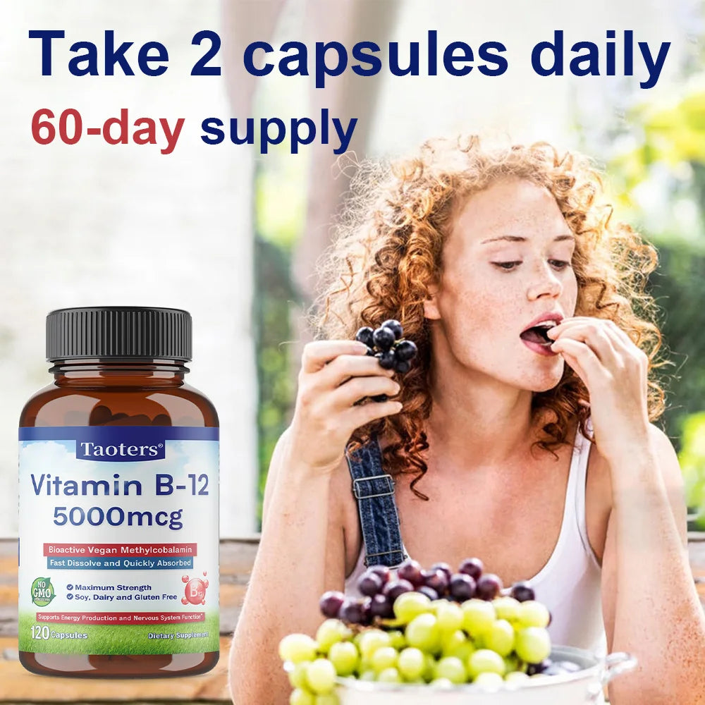 Vitamin B12 5000mcg Vegan Methylcobalamin Capsules Vitamin Supplement Qst