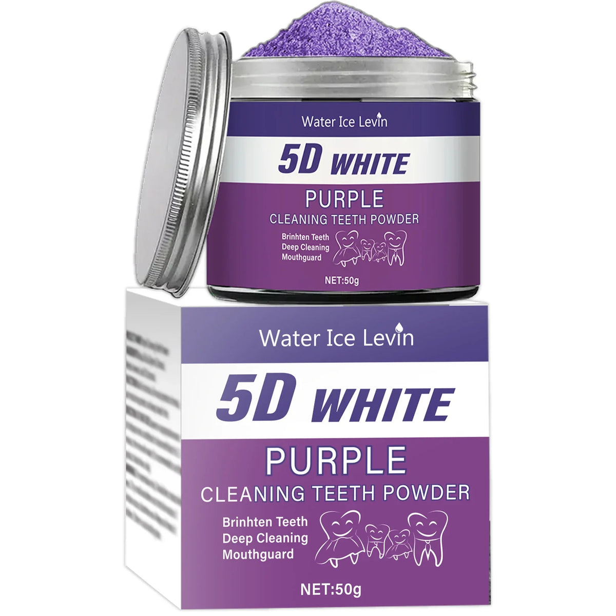 Purple Teeth Whitening Powder – Deep Clean & Fresh Breath 50g Teeth Whitening Powder Qme 50g Box