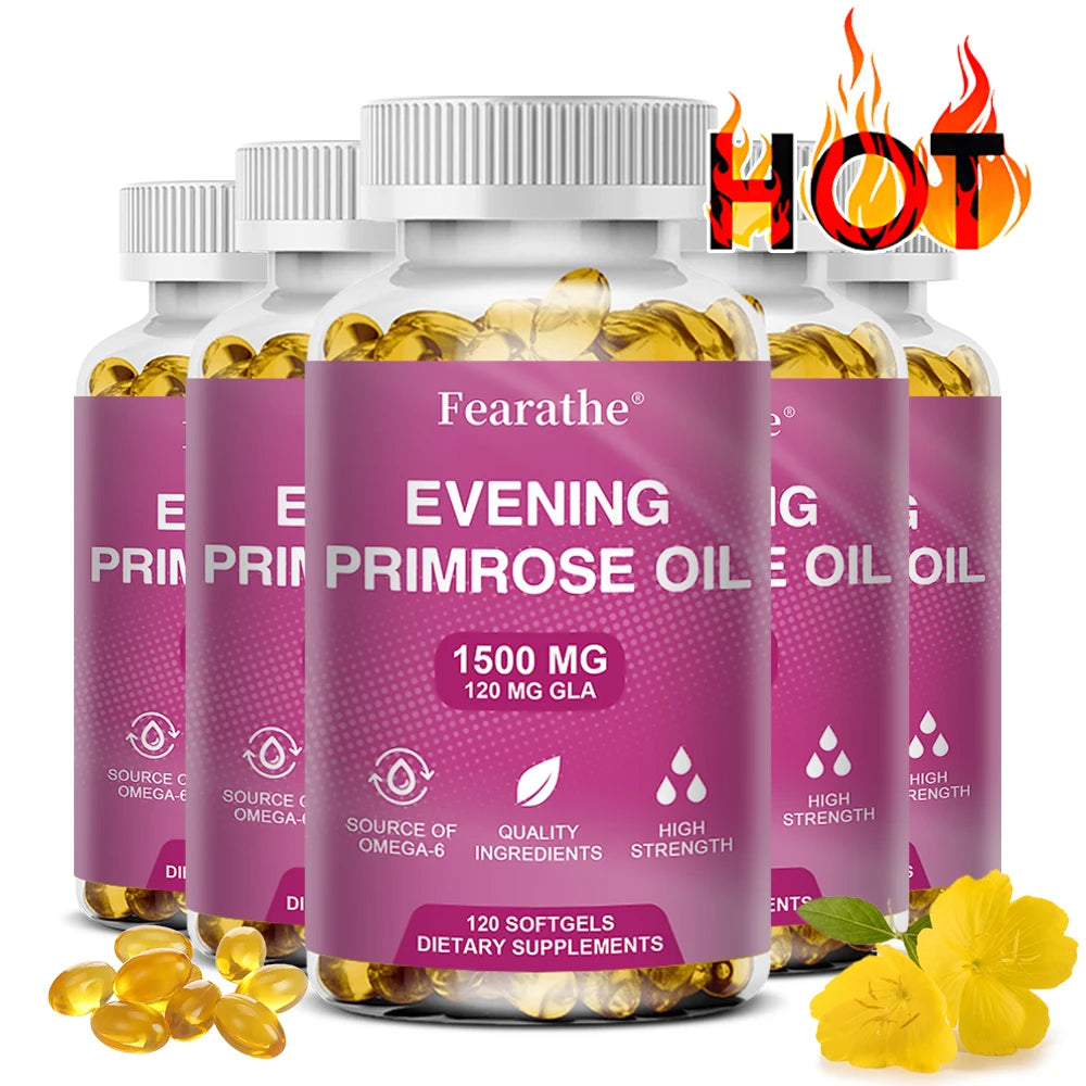 Evening Primrose Oil 120 Capsules – Cold Pressed GLA Supplement Herbal Oil Supplement Qst