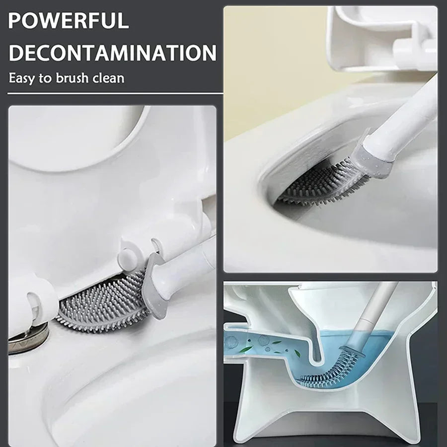 Wall Mounted Silicone Toilet Brush – Flexible Flat Head Silicone Toilet Brush Qme