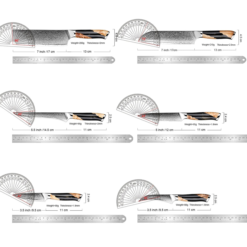 XITUO Damascus Steel Kitchen Knife Set – Santoku & Utility 1–6PCS Kitchen Knife Set Qst