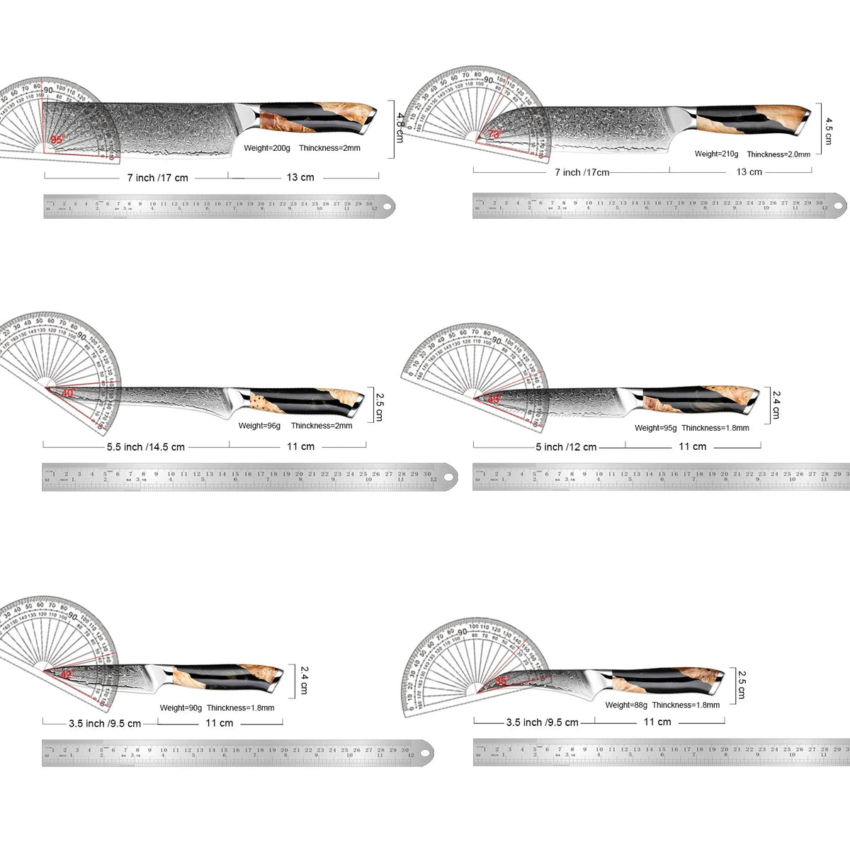XITUO Damascus Steel Kitchen Knife Set – Santoku & Utility 1–6PCS Kitchen Knife Set Qst