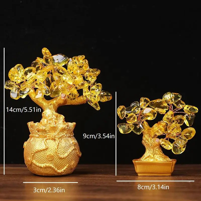 Feng Shui Crystal Money Tree Ornament – Lucky Wealth Decor Feng Shui Ornament Qst