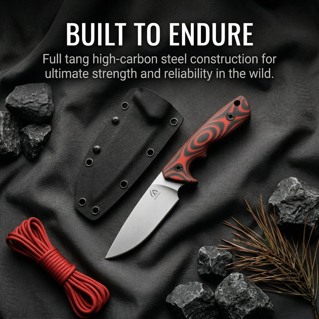 HUANGFU Full Tang Fixed Blade Knife with Sheath – Outdoor Fixed Blade Knife Qst