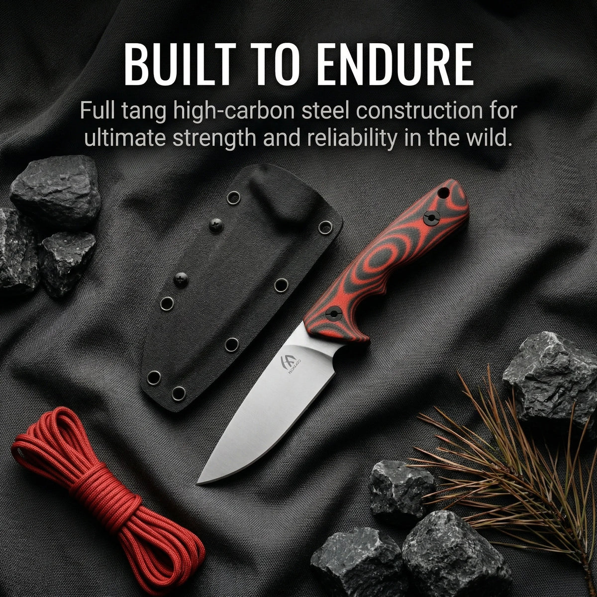 HUANGFU Full Tang Fixed Blade Knife with Sheath – Outdoor Fixed Blade Knife Qst