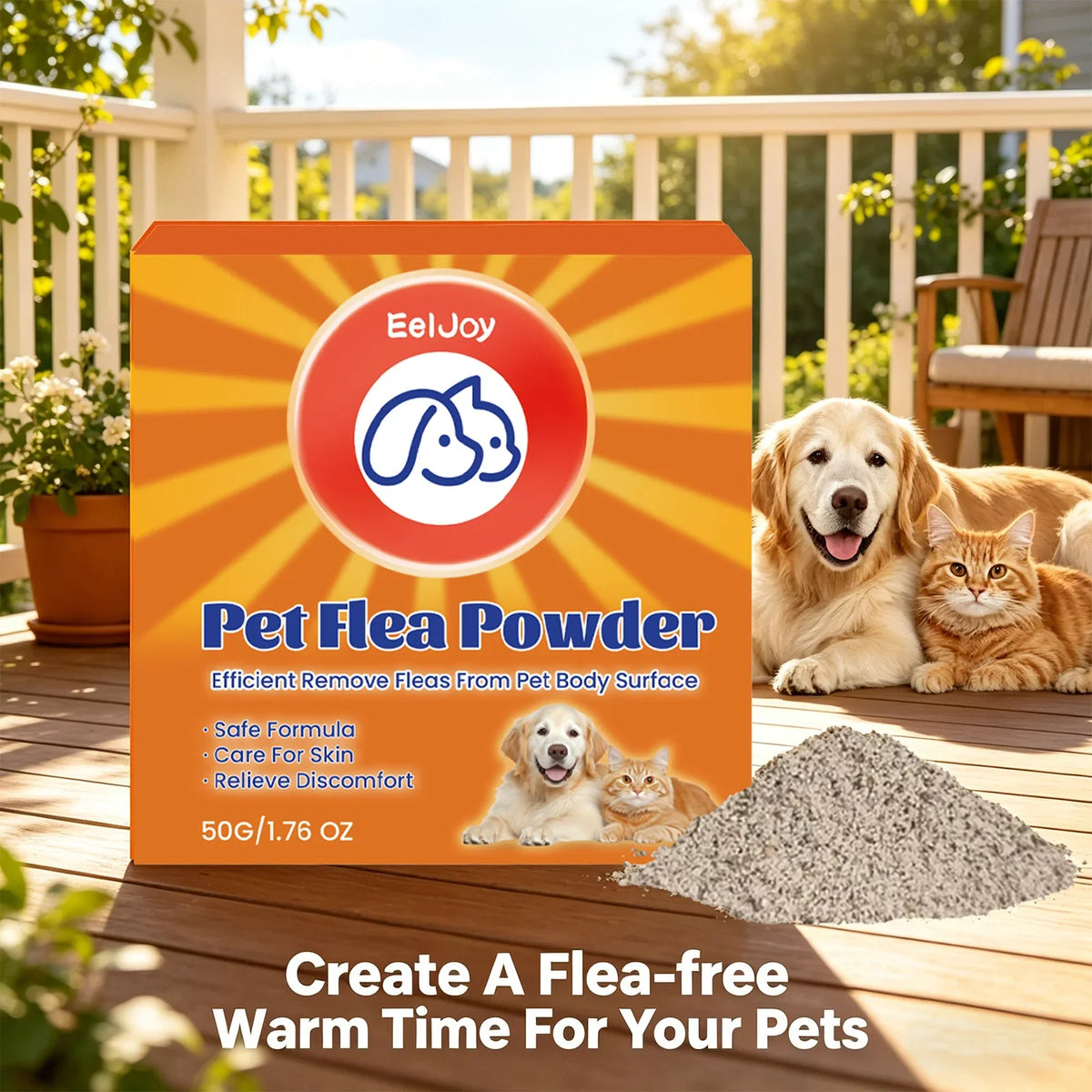 Pet Flea & Tick Powder for Dogs & Cats – Non-Toxic Formula Pet Flea Powder Qme