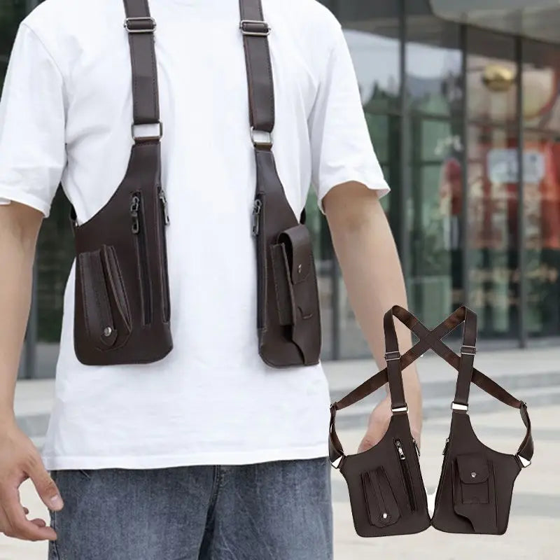 Men's Tactical Double Shoulder Bag – Anti-Theft Multi-Pocket Tactical Shoulder Bag Qme