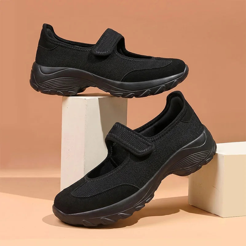 Women's Wide Fit Canvas Sneakers – Breathable Platform Shoes Women's Canvas Sneakers Qst Black 42