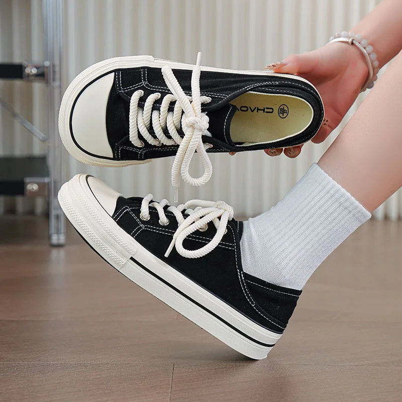 Women's Pink High Top Canvas Sneakers – Casual Lace-Up Flats Canvas High Top Sneakers Qst Black B 35
