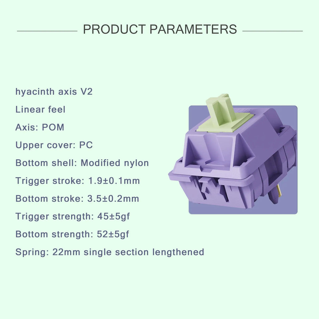 Sillyworks Hyacinth V2U Linear MX Switch – Factory Lubed, 5-Pin Mechanical Keyboard Switch Qme