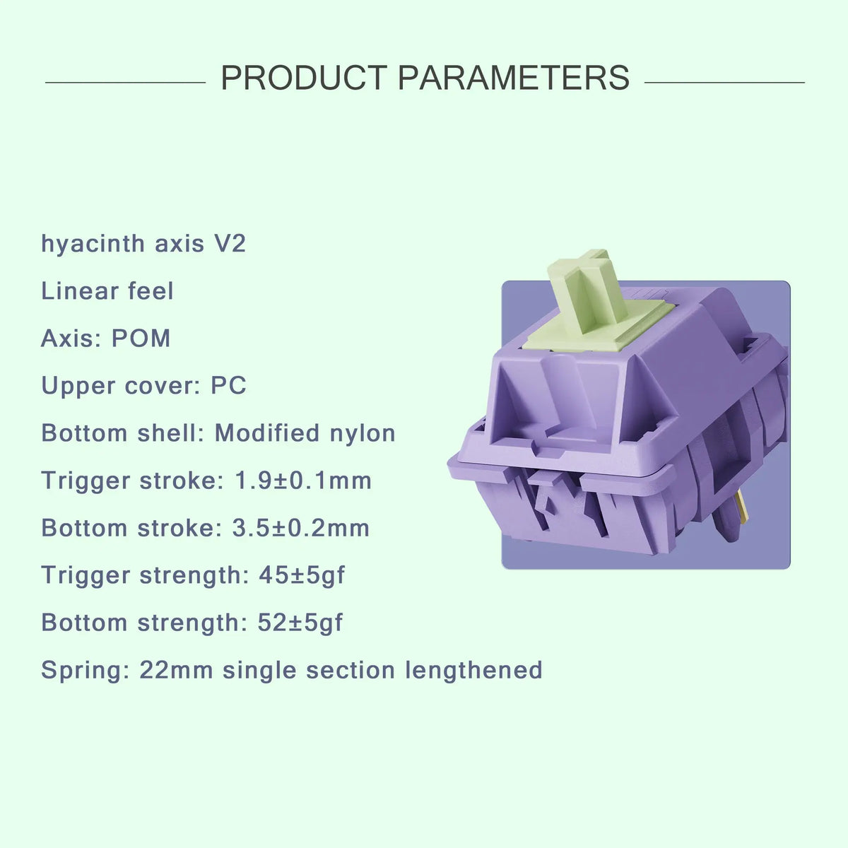 Sillyworks Hyacinth V2U Linear MX Switch – Factory Lubed, 5-Pin Mechanical Keyboard Switch Qme