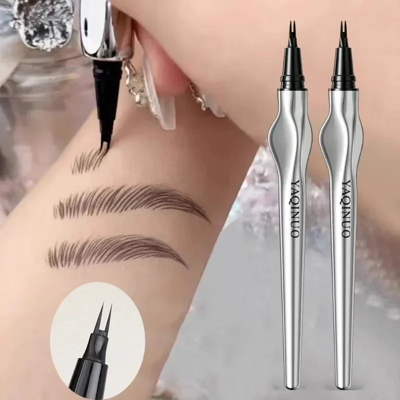 2Points Waterproof Eyebrow Pencil – Long-Lasting Thin Brow Pen Eyebrow Pencil Qme
