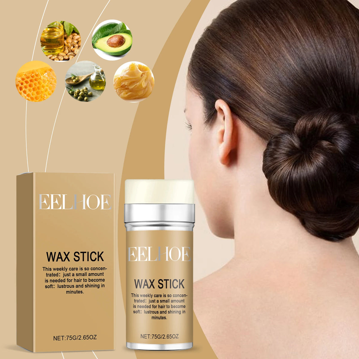 EELHOE Hair Wax Stick – Edge Control & Frizz Taming, 75g Hair Wax Stick Qst