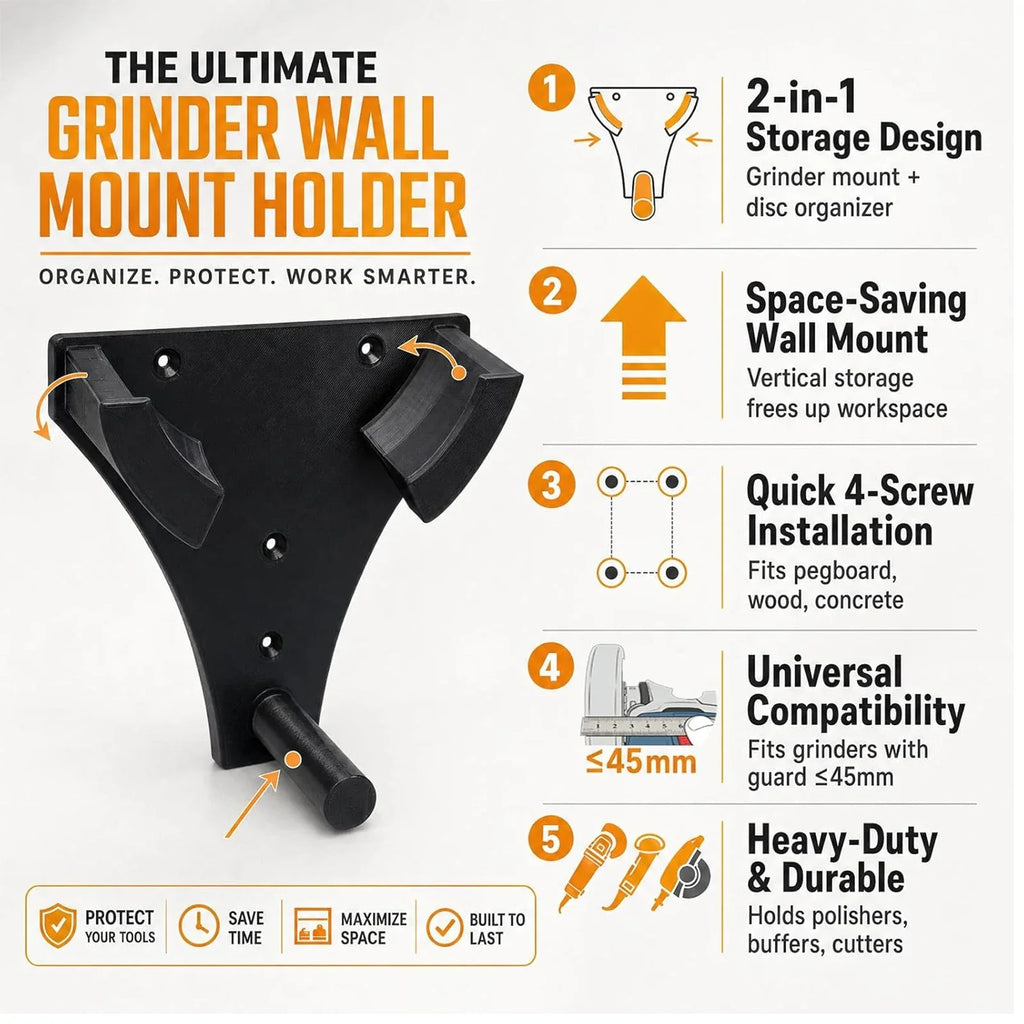 Wall Mount Angle Grinder Holder & Disc Storage Rack Organizer Tool Storage Rack Qme