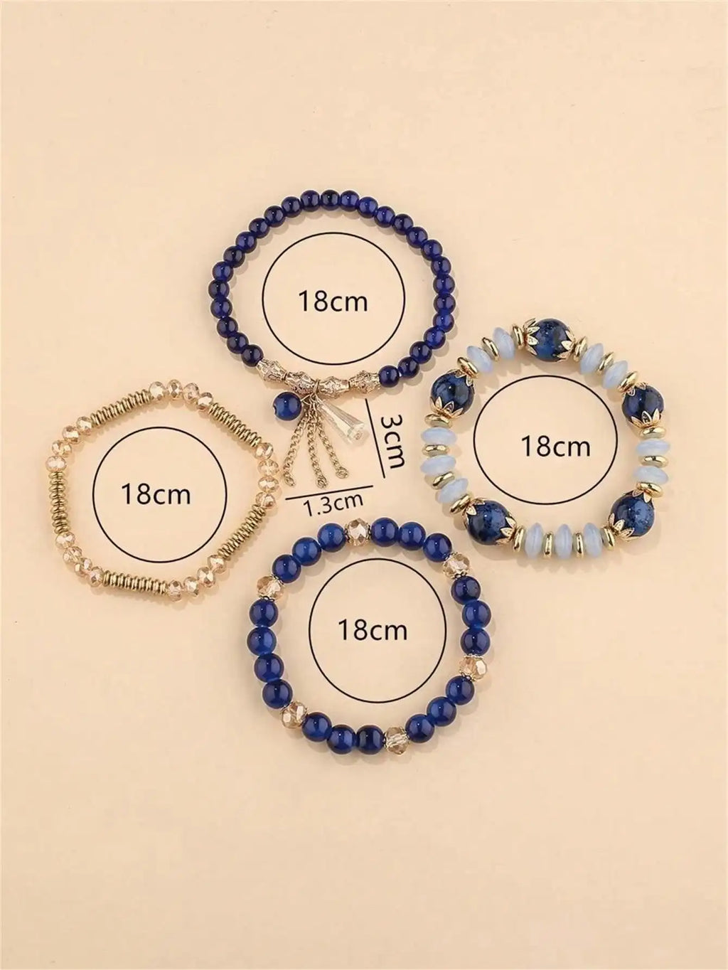 Crystal Bead Bracelet – Imitation Agate Pearl Tassel Chain Bead Bracelet Set Qme