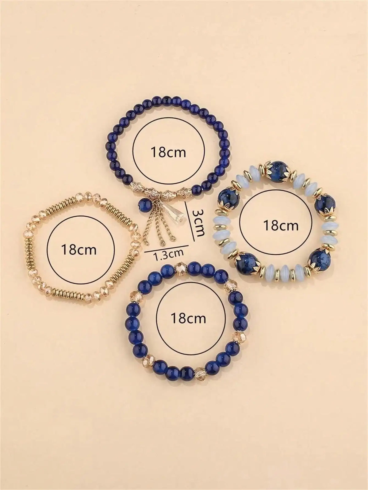 Crystal Bead Bracelet – Imitation Agate Pearl Tassel Chain Bead Bracelet Set Qme