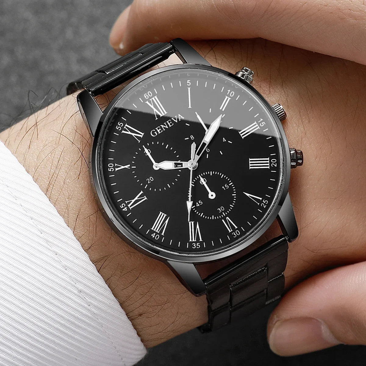 Minimalist Black Dial Digital Roman Numeral Men's Sports Watch Men's Sports Watch Qme