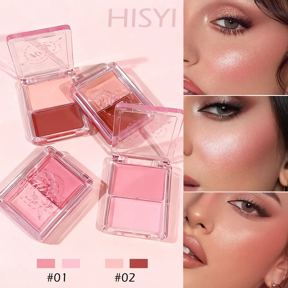 Two-Tone Dewy Blush Palette – Glow & Matte Duo | Long-Wear Blush Palette Qme