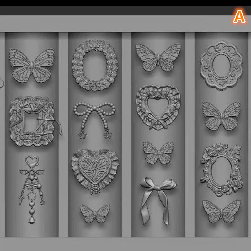 3D Silicone Nail Art Mold – Bow, Rabbit & Flower Designs Nail Art Mold Qst A