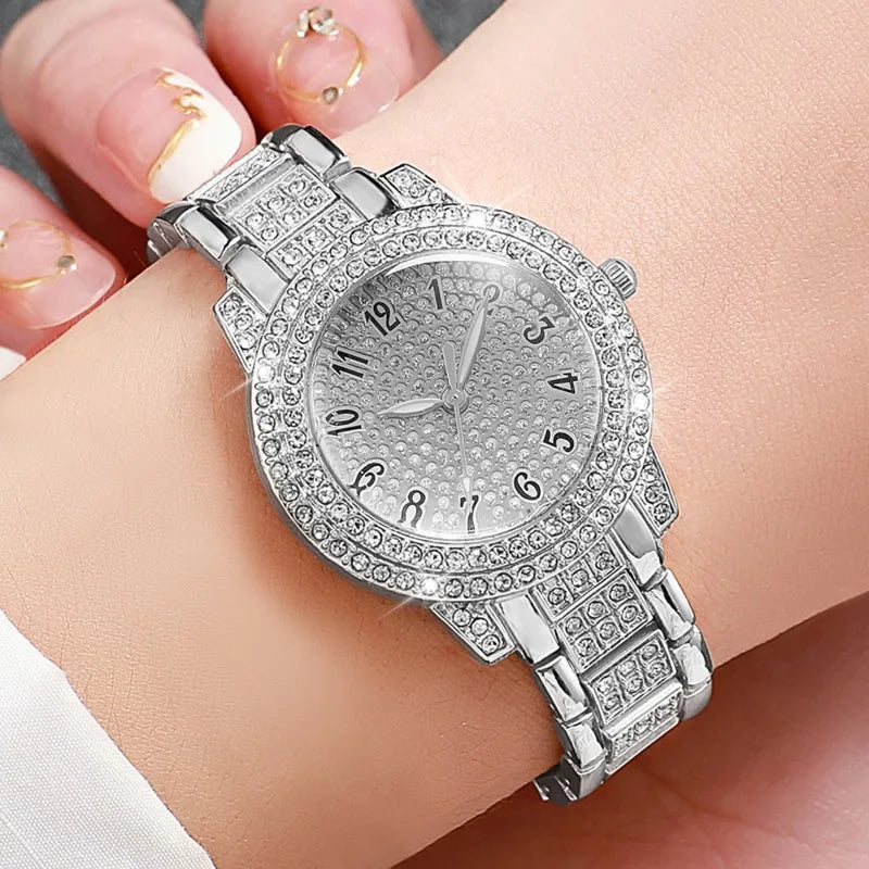Luxury Rhinestone Women's Bracelet Watch | Arabic Dial Women's Bracelet Watch Qme