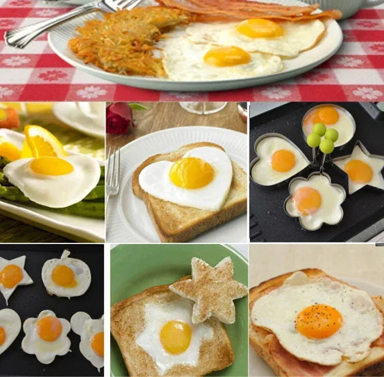 Stainless Steel Heart Egg Mold & Pancake Maker Ring Egg & Pancake Mold Qme