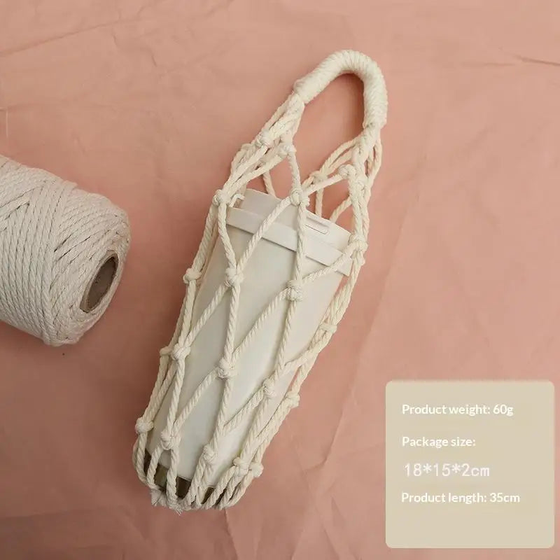 Handmade Macrame Water Bottle Sling – Cotton Rope Net Bag Bottle Sling Bag Qme A12