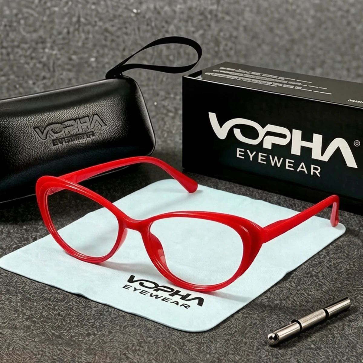 VOPHA Cat Eye Reading Glasses Women +1.0–+3.0 Blue Light Reading Glasses Qst 100 Red