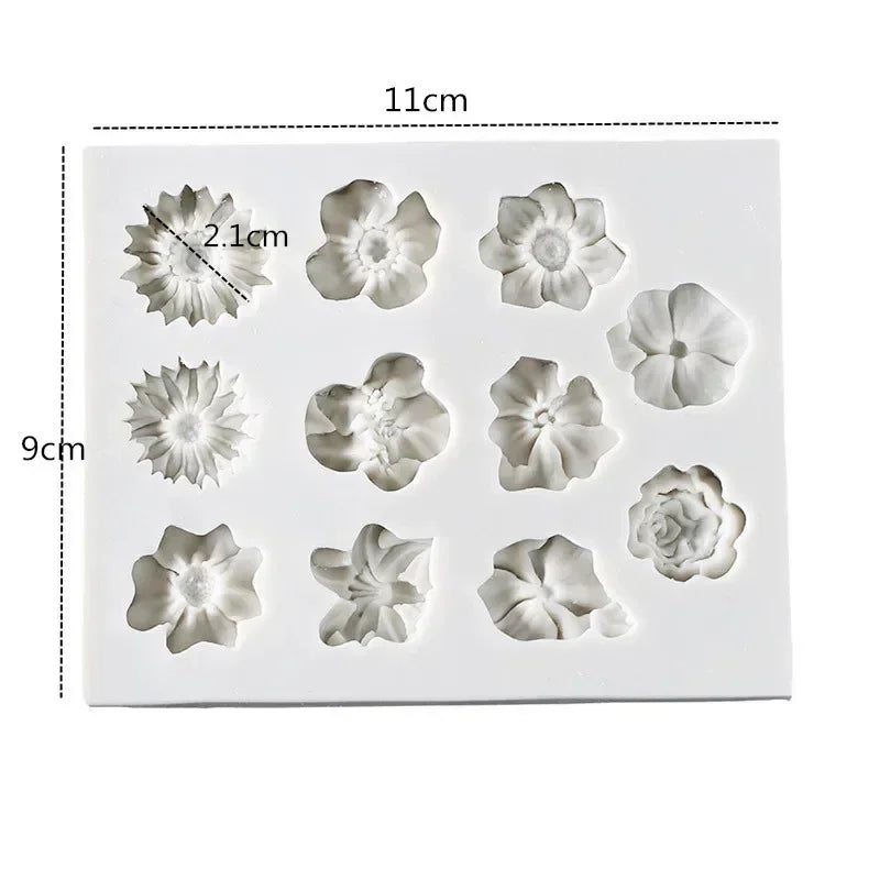 Sunflower & Rose Silicone Mold | Flower Baking & Craft Molds Silicone Baking Mold Qme