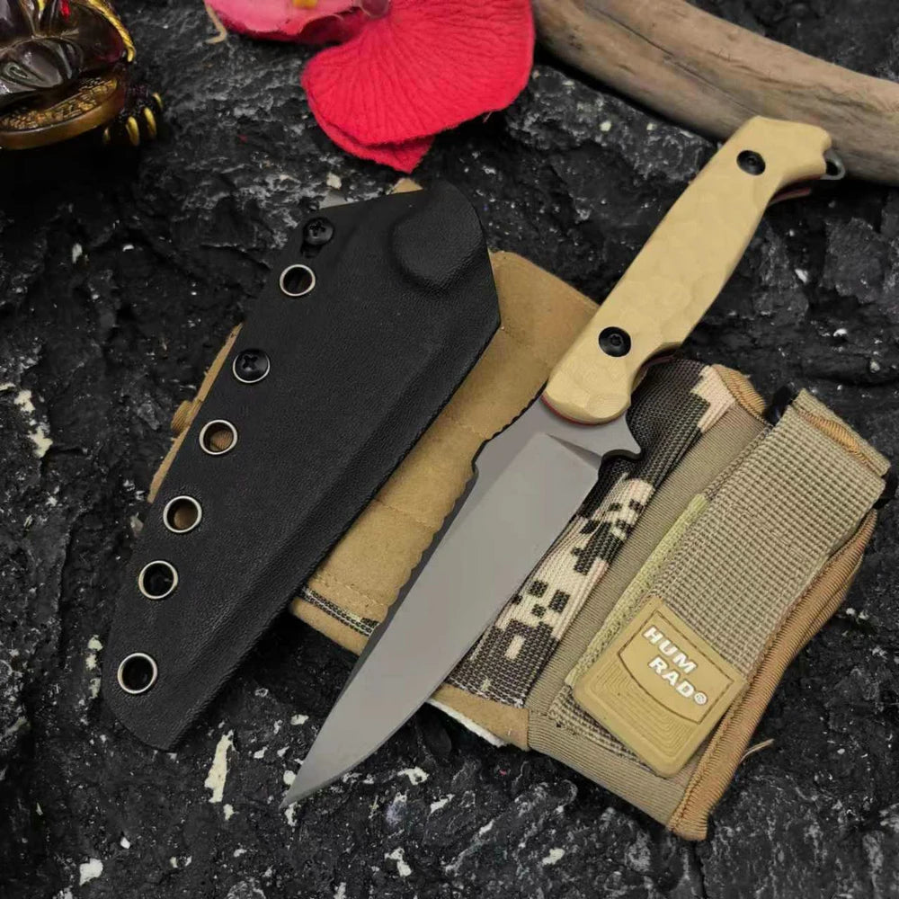 TRSKT D2 Fixed Blade Hunting Knife – Flax/G10 Handle, Kydex Sheath Fixed Blade Knife Qst 15 China Mainland