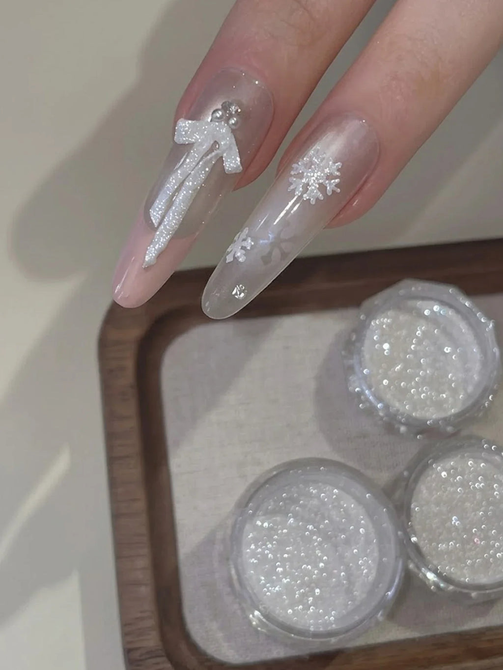 White Snowflake Sea Salt Crystal Diamond Nail Powder Ultra-Fine Nail Art Powder Qme