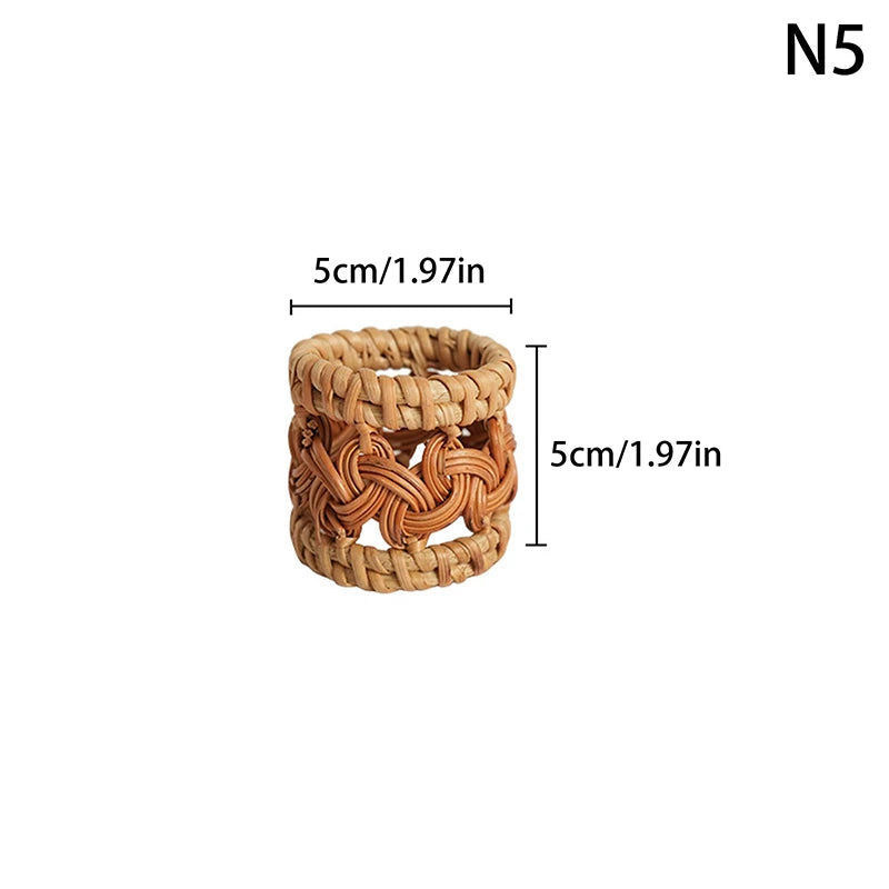 Handmade Rattan Napkin Rings – Rustic Woven Table Décor Napkin Rings Qst 5