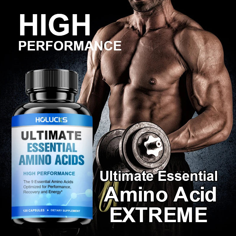 HOLUCKS EAA Supplement – 9 Essential Amino Acids, 120 Tablets Amino Acid Supplement Qst